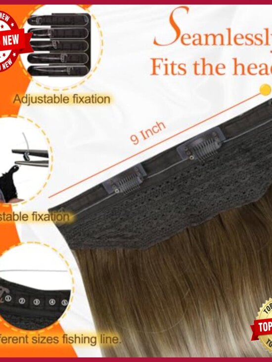 20 Inch Human Hair Extensions Clip In Wire Secret Hairpiece 90g main image 5